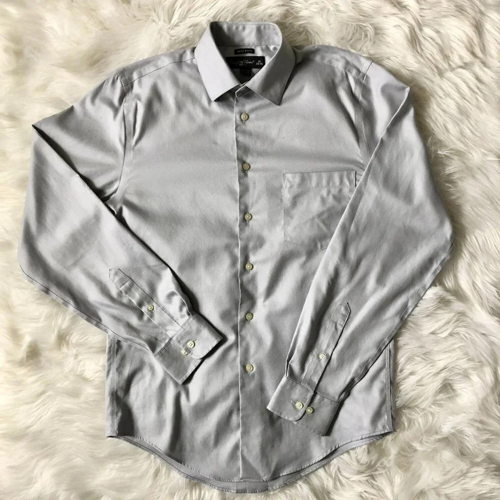 Men's Pronto Uomo 100% Cotton Non Iron Dress Shirt - Picture 4 of 5